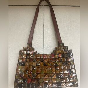 Elegant Brown Mosaic Shoulder Bag